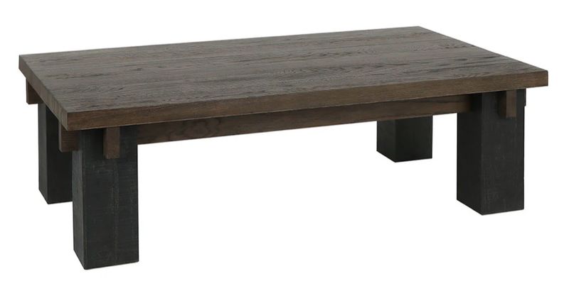 Duncan Reclaimed Pine 58&quot; Coffee Table Suede Brown/Carbon Black