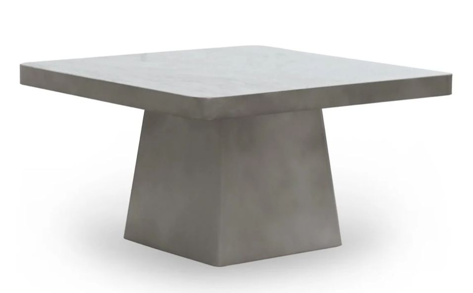 Far Marble/Metal 31&quot; Square Coffee Table White/Slate Gray