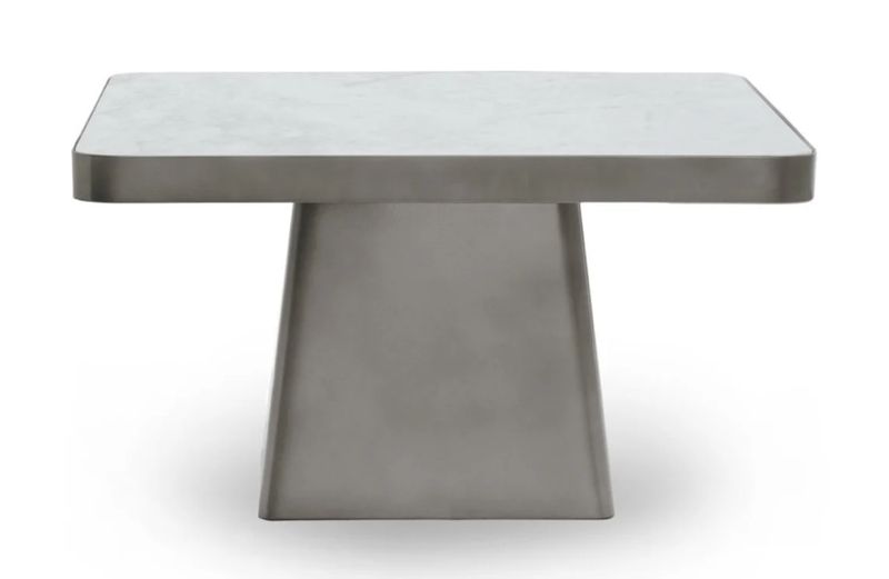 Far Marble/Metal 31" Square Coffee Table White/Slate Gray