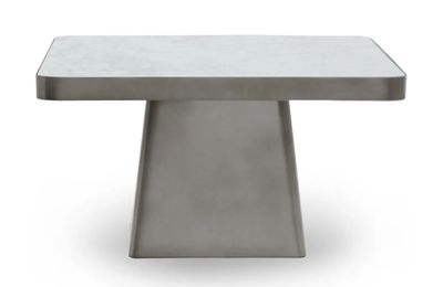Far Marble/Metal 31" Square Coffee Table White/Slate Gray