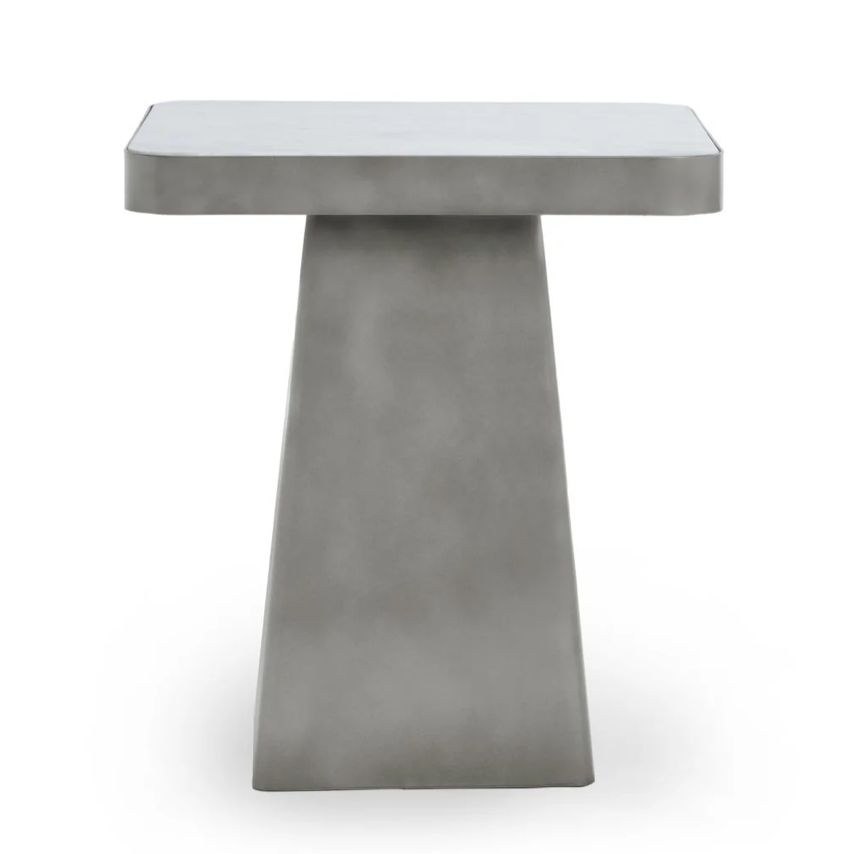 Far Marble/Metal 20&quot; Square End Table White/Slate Gray