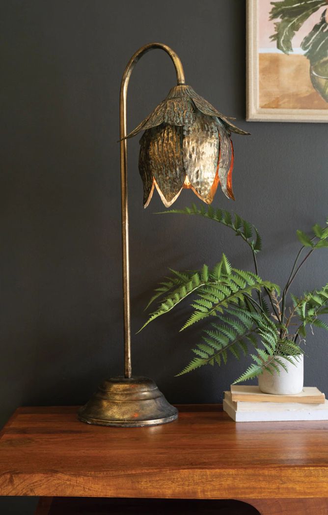 Antique Brass Tulip Table Lamp