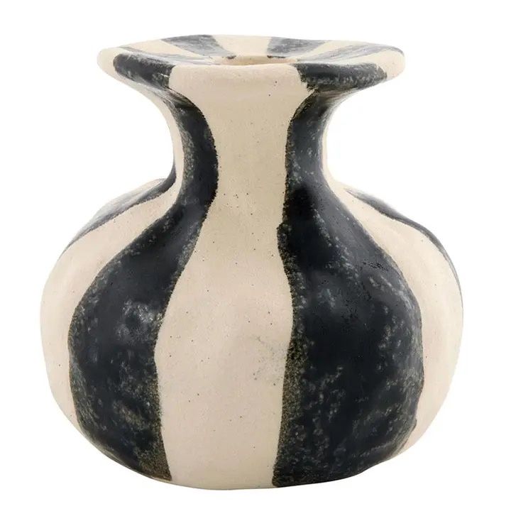 Black Striped Candle Holder SM