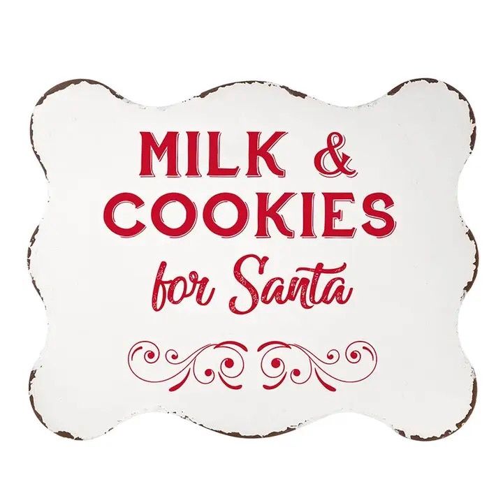 Metal Sign Milk &amp; Cookies For Santa