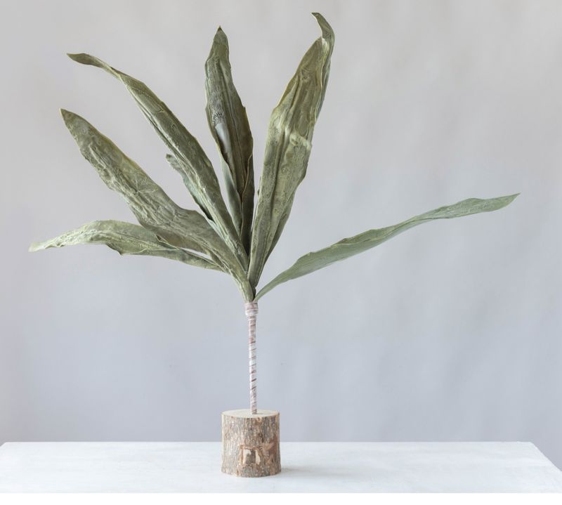Faux Green Leaf Stem 31.5"