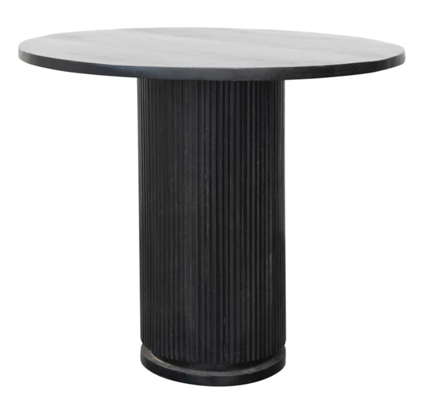 Mango Wood Dining Table with Black Ribbed Base