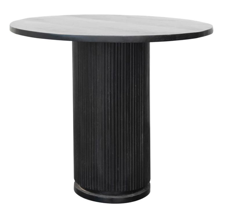 Mango Wood Dining Table with Black Ribbed Base