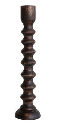 Walnut Hand-Carved Mango Wood Taper Holder Tall
