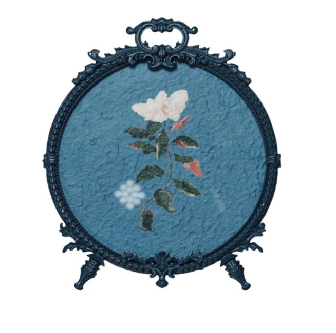 Pewter Photo Frame w/ Hand-Painted Flowers