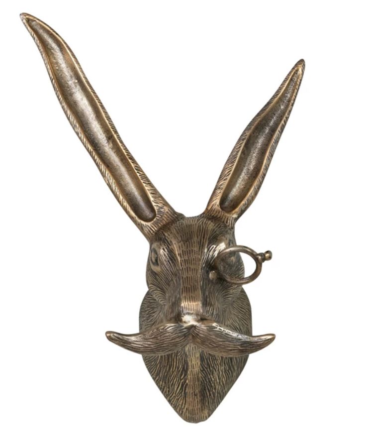 Cast Aluminum Rabbit Head with Monocle &amp; Mustache