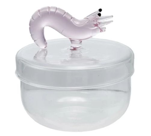 Glass Jar with Lid &amp; Hand-Blown Shrimp Handle