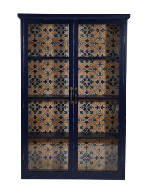 Cabinet with 4 Shelves &amp; Patterned Paper Back