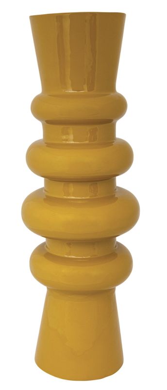 Enameled Metal Vase, Mustard Color