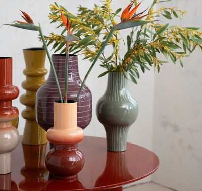 Enameled Metal Vase, Mustard Color