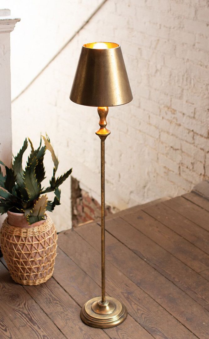 Antique Gold Table Lamp with Metal Shade