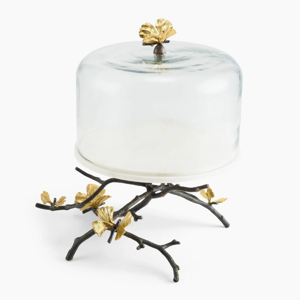 Butterfly Ginkgo Cake Stand with Dome