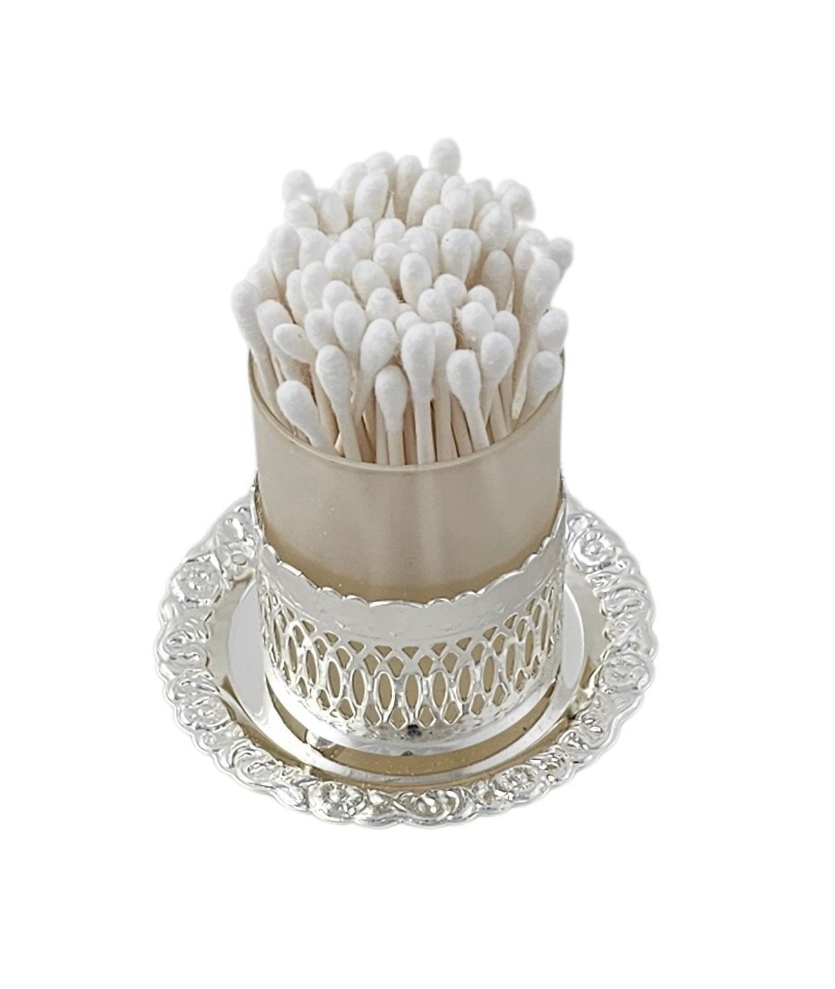 Q-Tip Holder W/Frosted Glass/Silver