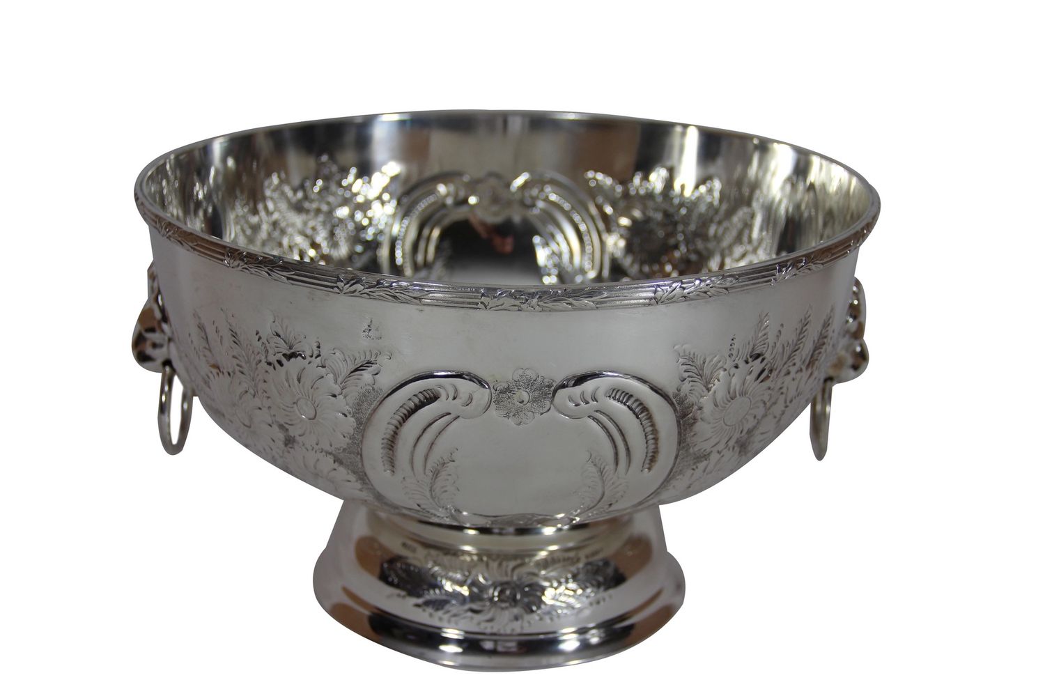 Hand Chased English 12&quot; Silver Bowl
