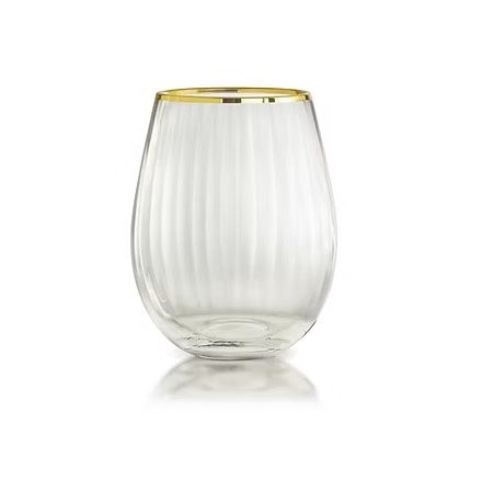Gold Rocher Stemless Wine Glasses S/4