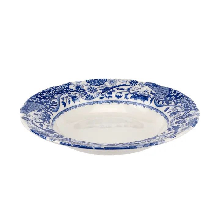 Spode Blue Italian Brocato Soup Plate 9&quot;
