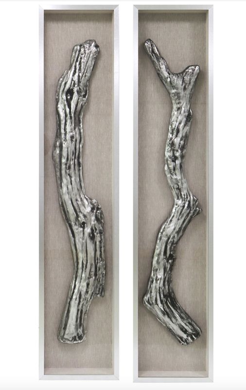 Silver Wood Shadow Box Set of 2 70x15