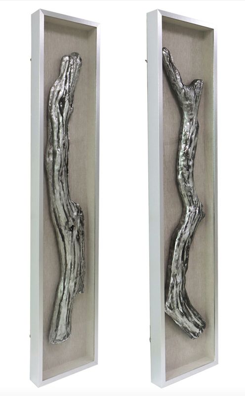 Silver Wood Shadow Box Set of 2 70x15