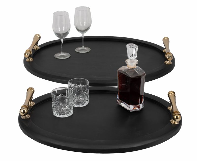 Black Wood Trays 29", 25" Set of 2