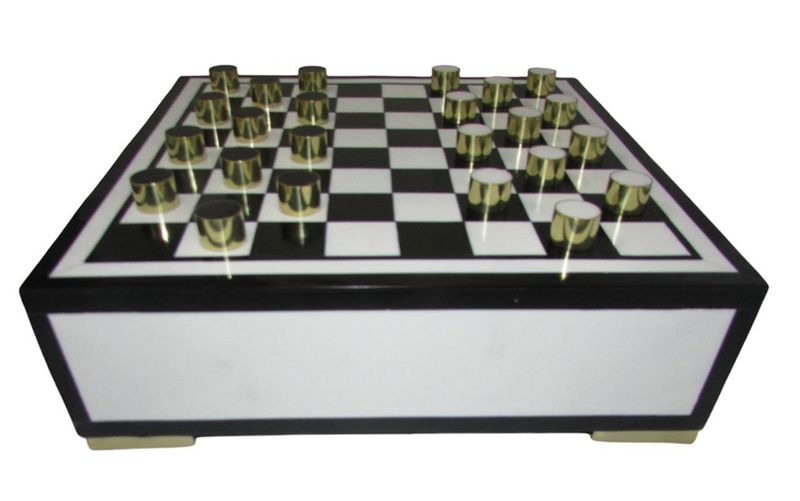 White and Black Checkers Set
