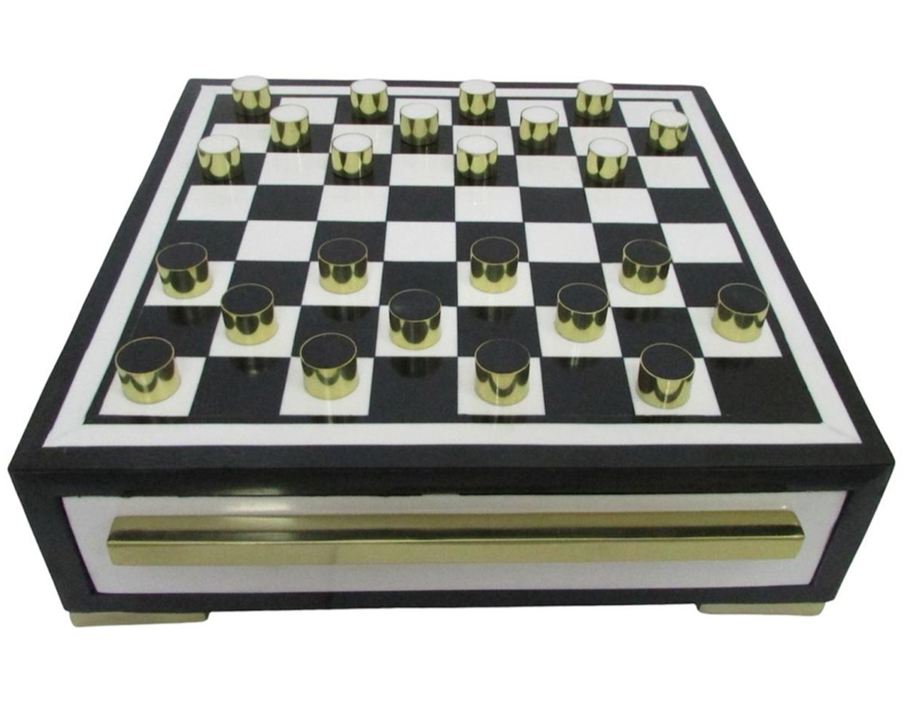 White and Black Checkers Set