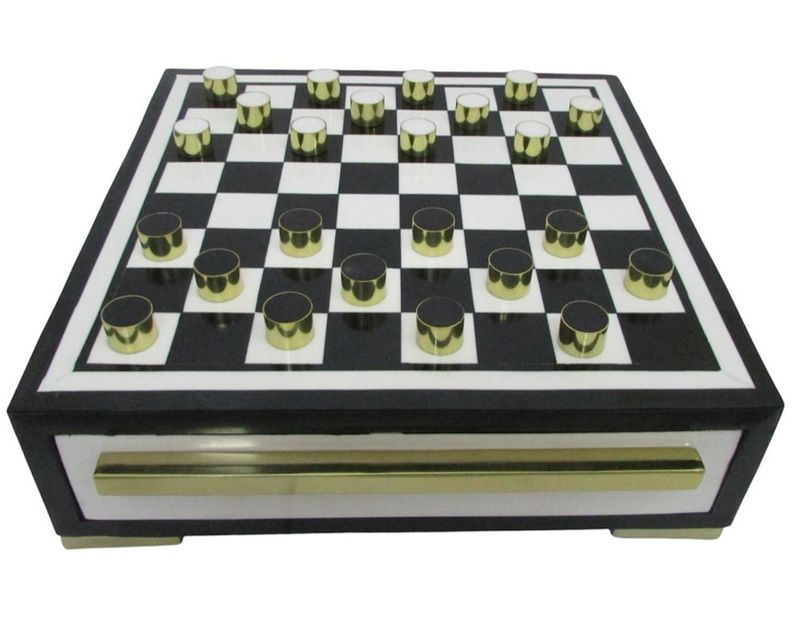 White and Black Checkers Set
