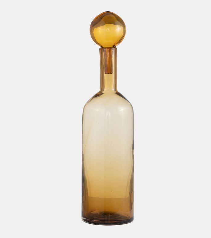 Glass Bottle W/ Stopper Amber 20&quot;