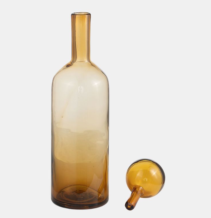 Glass Bottle W/ Stopper Amber 20"
