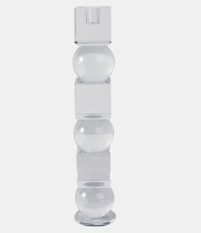Crystal Orbs &amp; Blocks Taper Candleholder 12&quot;
