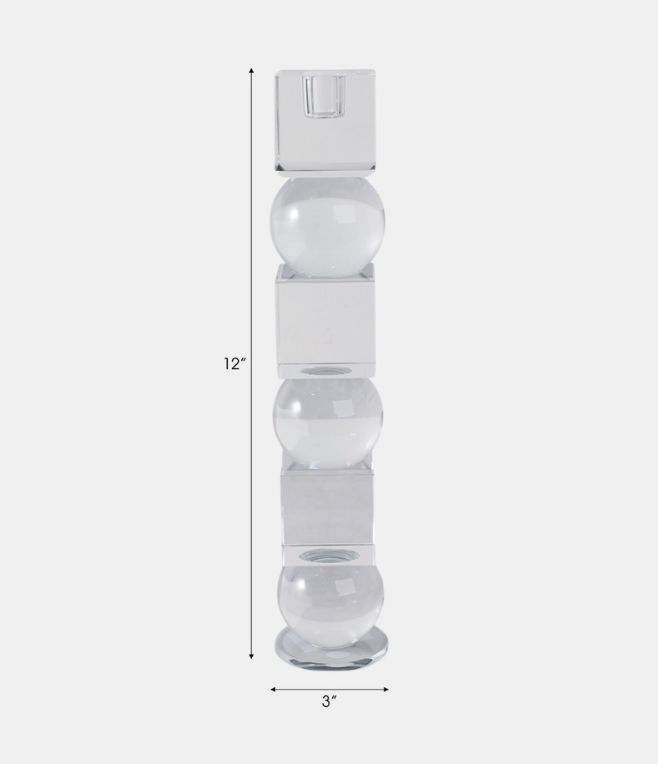 Crystal Orbs & Blocks Taper Candleholder 12"