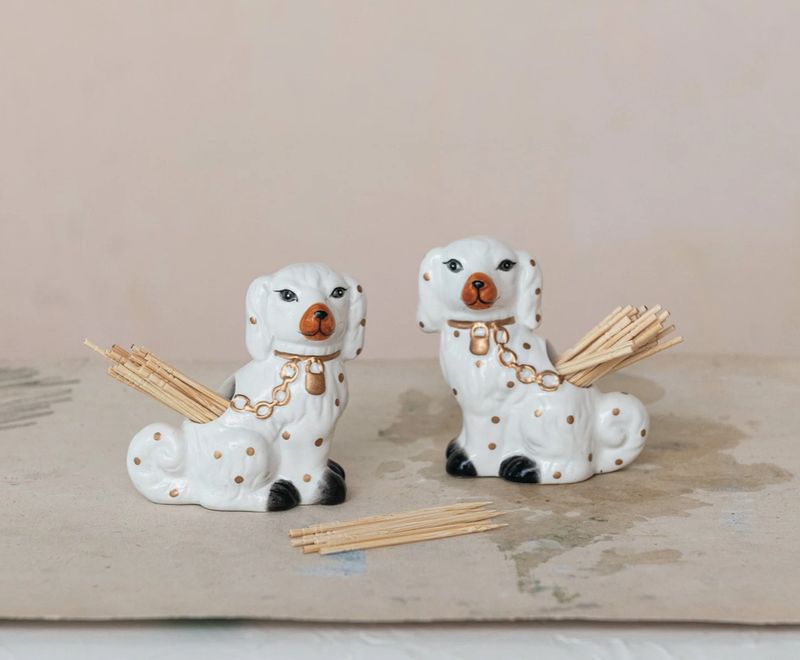 Ceramic Staffordshire Dog Shaped Toothpick Holder