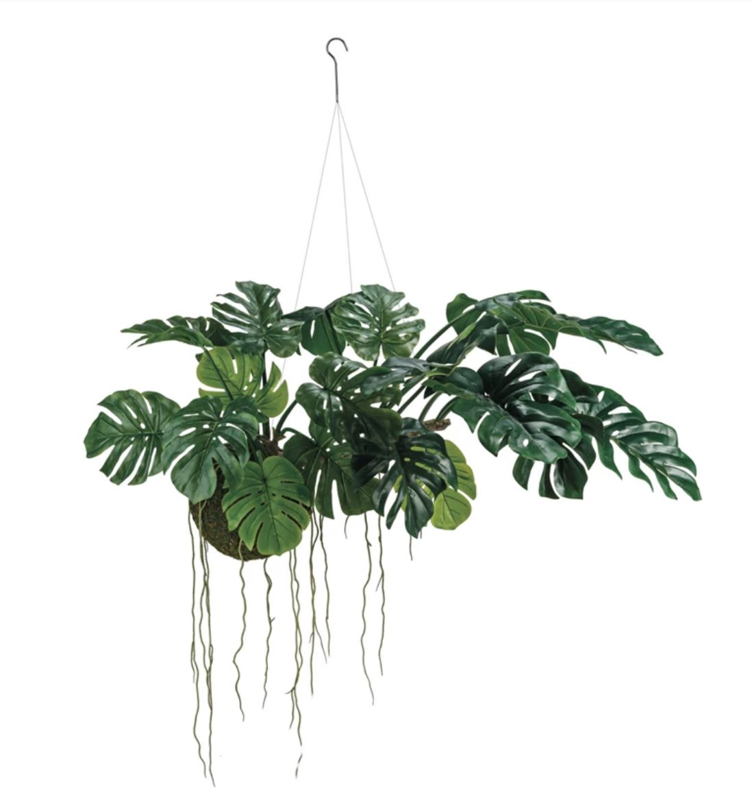 Hanging Faux Monstera Kokedama