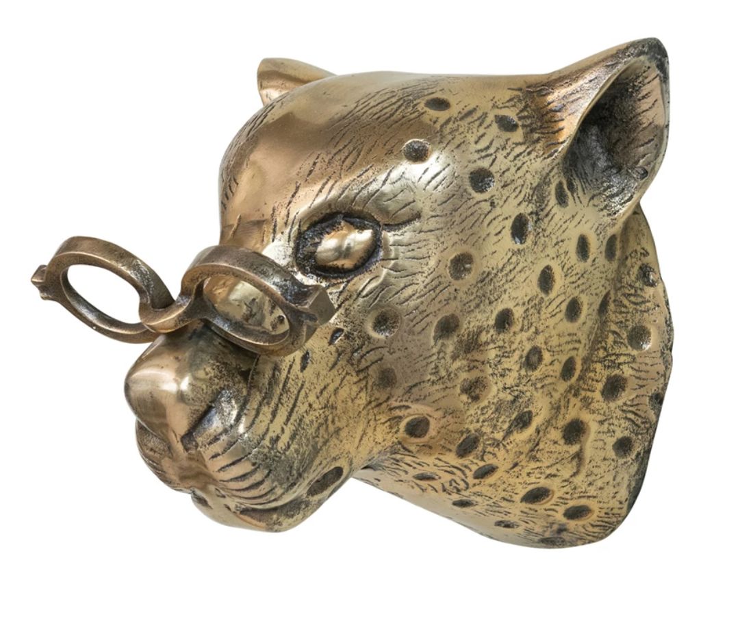 Gold Aluminum Leopard Head with Eyeglasses