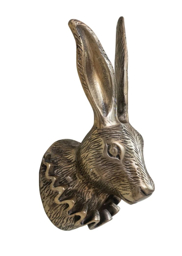 Aluminum Rabbit Head with Ruff Collar