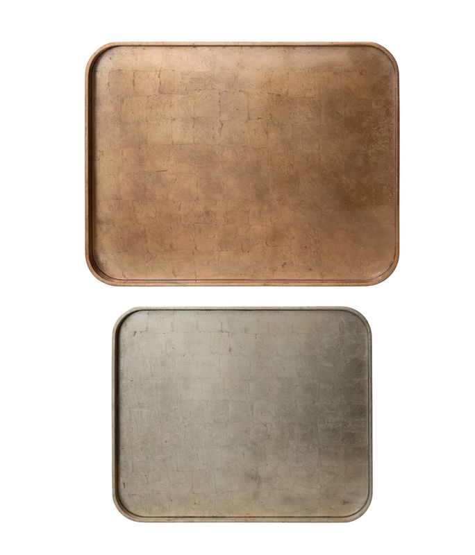 Lacquered Trays w/ Foil, Copper & Gold Finish Set of 2