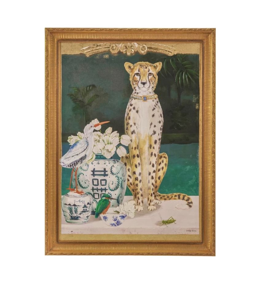 Antique Gold Finish Frame Canvas  w/ Cheetah  24&quot;W x 32&quot;H