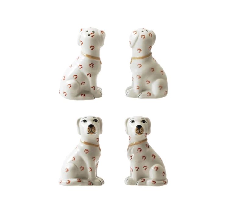 Ceramic Dog Shaped Salt &amp; Pepper Shakers Set of 2