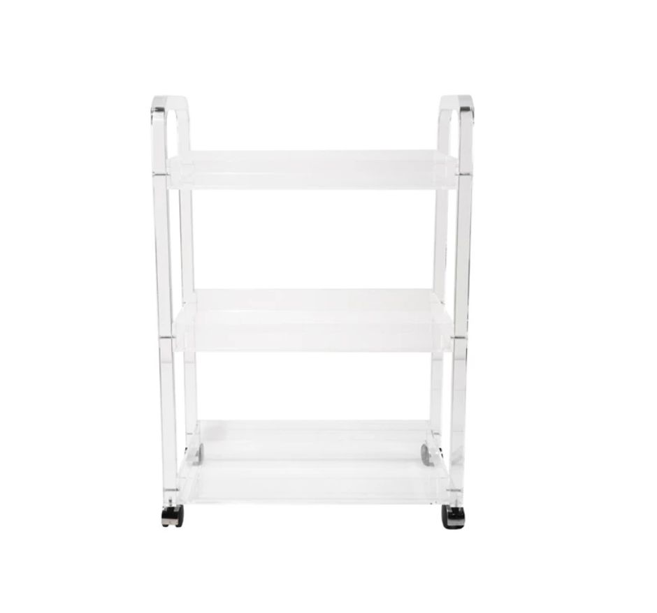 Clear Acrylic 3-Tier Bar Cart on Casters