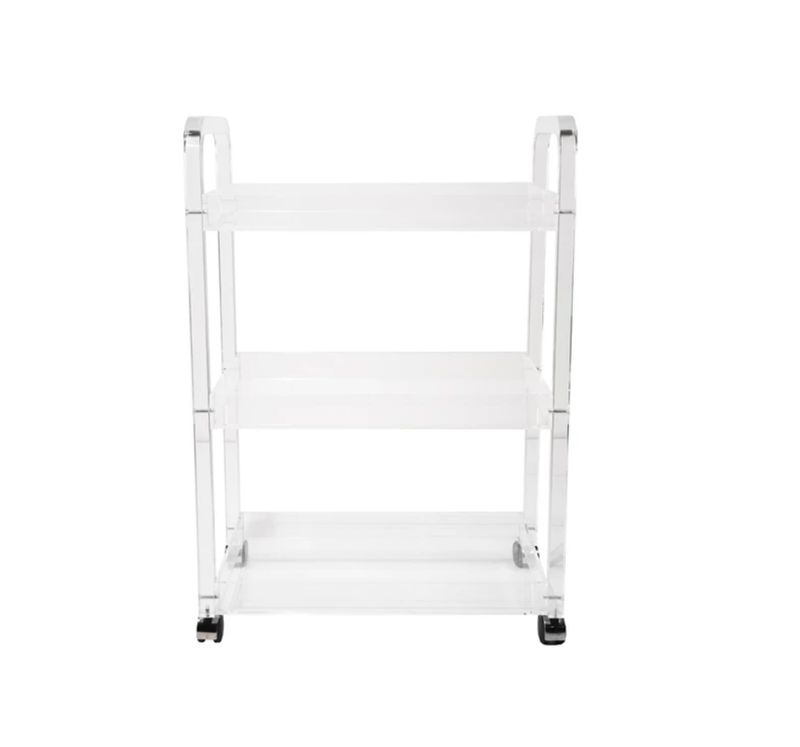 Clear Acrylic 3-Tier Bar Cart on Casters