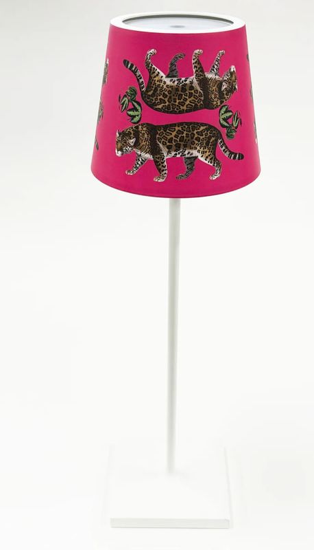 Leopard Seeing Double Hot Pink  Lamp