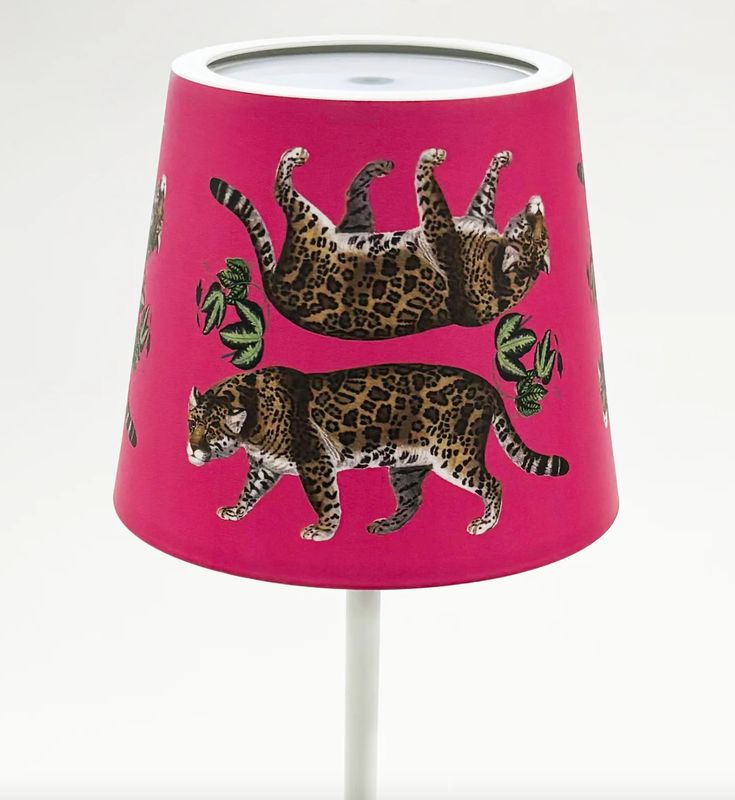 Leopard Seeing Double Hot Pink  Lamp