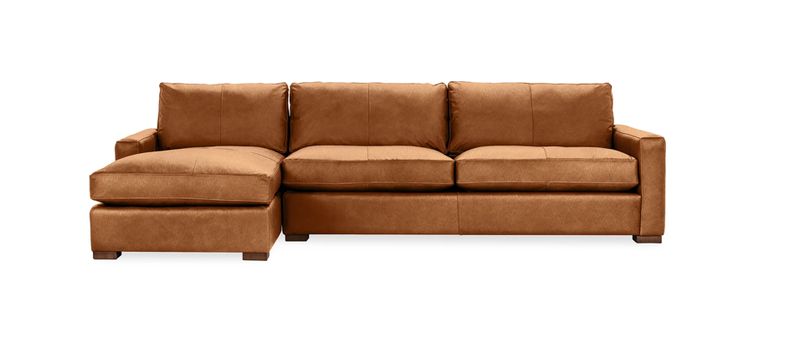 Coburn Top Grain Leather Left Chaise Sofa Saddle