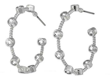 Silver Thin Rope Diamond Earrings