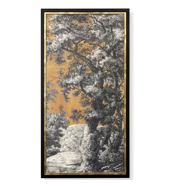 Golden Toile II Framed Print 28&quot;X52&quot;