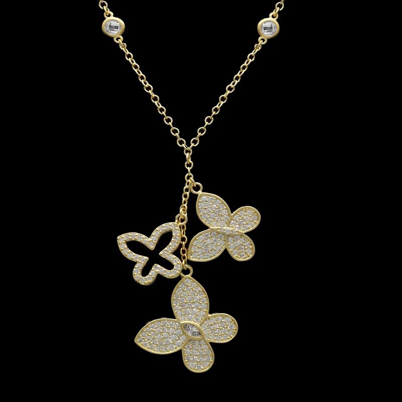 Three Butterfly Necklace