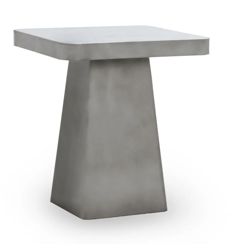 Far Marble/Metal 20" Square End Table White/Slate Gray